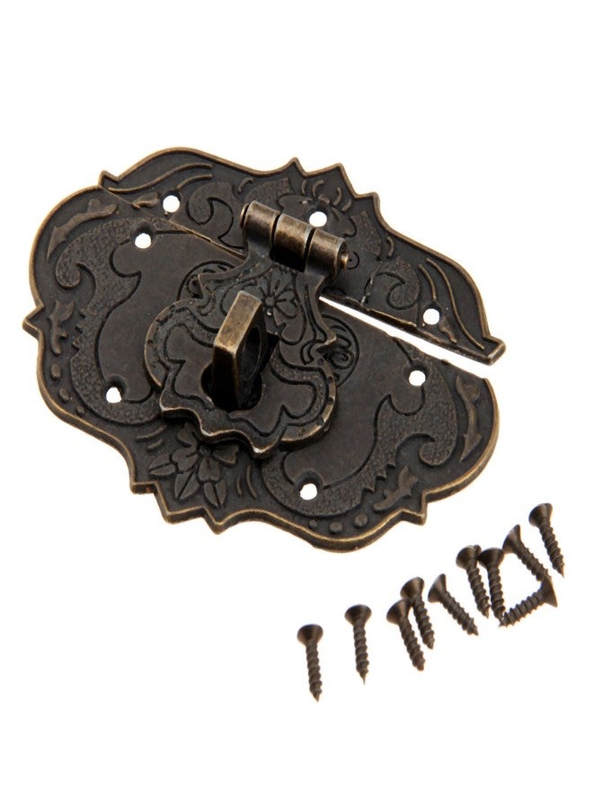Dophee 1Pc 3"x2.24" Antique Embossing Decorative Brass Hasp Clasp Latch Lock with Screws for European Style Jewelry Trinket Box Decoration - Image 1